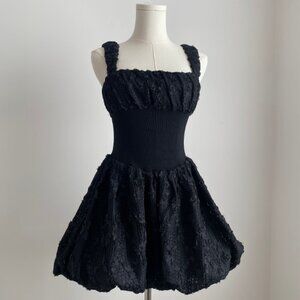 NWT PROMESA Bubbly Blooms 3D Floral Lace Bubble Mini Dress Black Size S